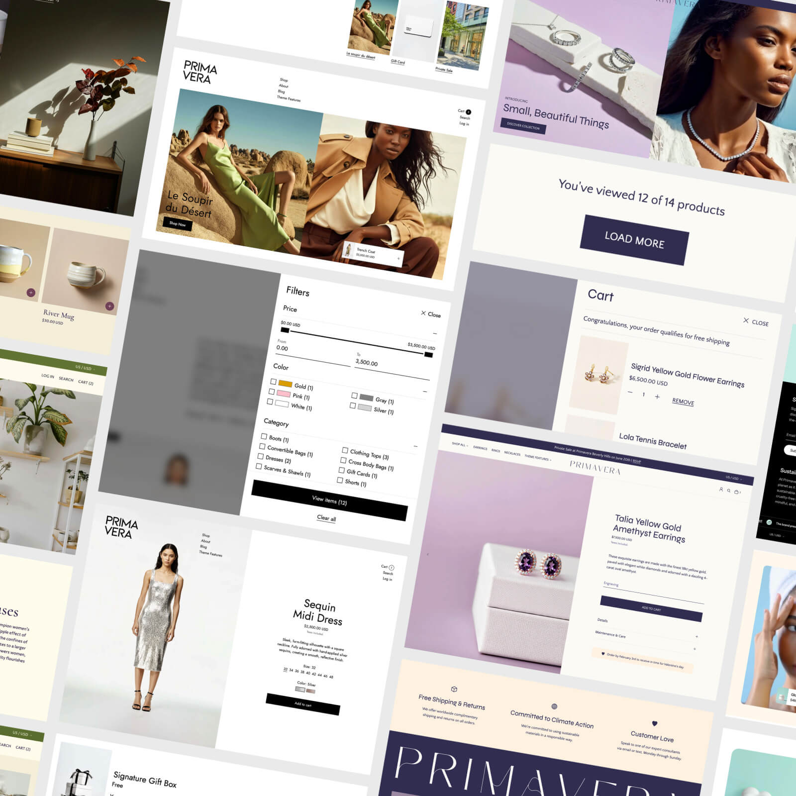 Screenshots of the Primavera presets compiled into an asymmetric grid.